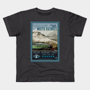 Retro Railway Travel Australia_01 Kids T-Shirt